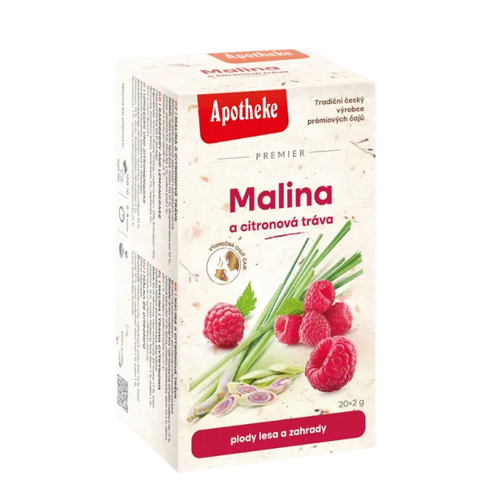 Apotheke Premier Čaj Malina s citronovou trávou a stévií 20 x 2 g